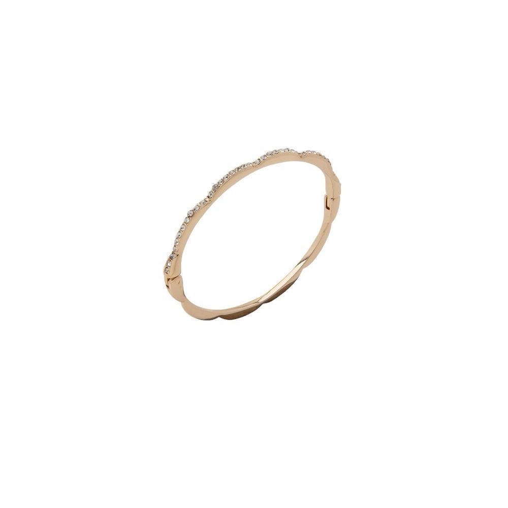 NWT Anne Klein Gold Tone Crystal Scallop Stone Hinge Bangle Bracelet